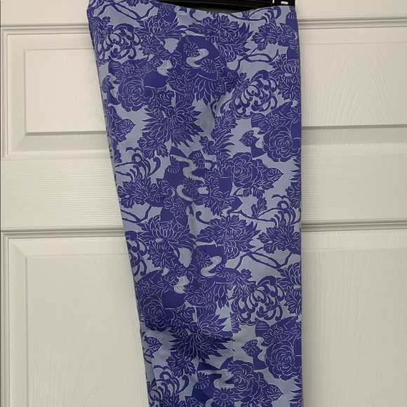 ❤️ANN TAYLOR PURPLE PERIWINKLE FLOWER PRINT ANKLE PANTS BUSINESS CASUAL EUC Sz 4 - Picture 2 of 4